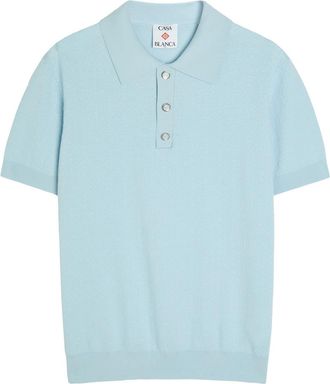 Casablanca Casablanca Logo-monogrammed Cotton-blend Polo Shirt - Light Blue - XL