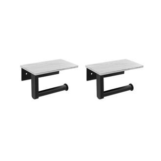 OEM 2 Soportes Para Papel Higi&eacute;nico De M&aacute;rmol Con Estante, Soporte De Pared Para Papel Higi&eacute;nico, Para Armario De Ba&ntilde;o, Decorativo, Negro