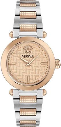 Versace Greek Quartz Rose Gold Dial Ladies Watch VE5B00425