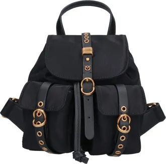 Pinko Black Compact Studs Leather Backpack