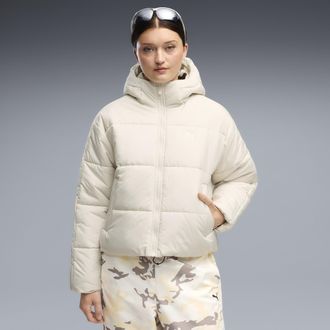 Puma Giacca imbottita con cappuccio Essentials dal taglio morbido da donna, Abbigliamento, Bianco, XL