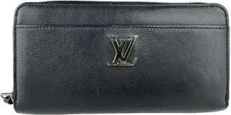 Louis Vuitton Black Leather Long Wallet (Bi-Fold) (Pre-Owned)