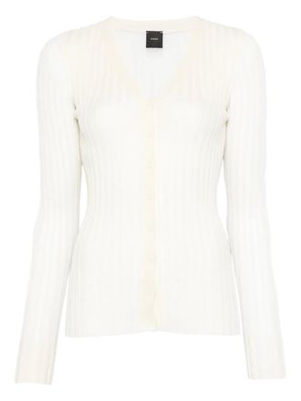 Pinko V-neck cardigan - women - Wool/Silk/Cashmere - M - Neutrals