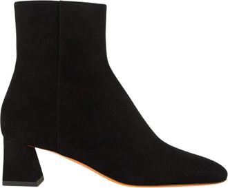 Santoni Marta Enkellaarsjes - Dames - Laarzen met Hak - Zwart - 37 EU - Leer - Schoenen