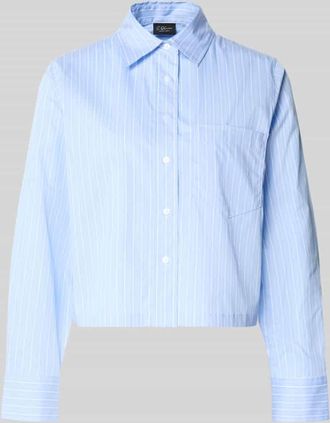 s.Oliver Black Label Boxy Fit Hemdbluse aus Baumwoll-Mix in Hellblau, Gr&ouml;&szlig;e 34