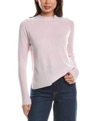 Fort&eacute; Cashmere Hi Low Rib Trim Funnel Neck Cashmere Sweater