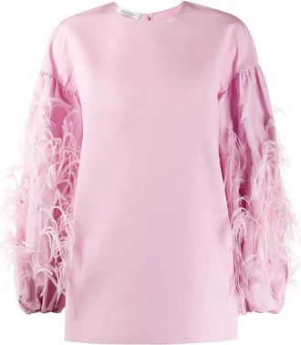 Valentino Garavani Feathered Sleeve Top