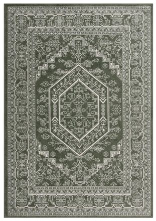 Safavieh Alfombra medall&oacute;n verde oscuro y marfil 122 x 183 cm