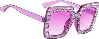 Generic Sunglasses - with Rhinestones Stylish Shades, Oversized Square Frame Bling Eyewear Sparkling Crystal Thick Rim Sun Glasses | Fashionable Summer Access