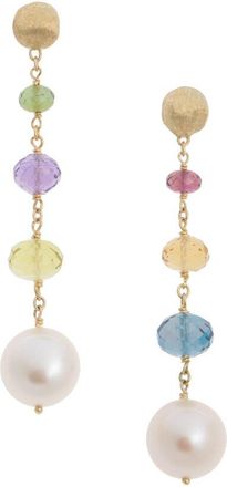 Marco Bicego Africa 18K 7.23 ct. tw. Mixed Gemstones & 10mmmm Pearl Earrings