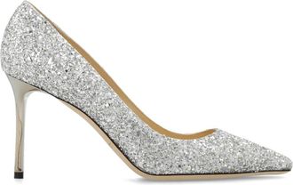 Jimmy Choo London Romy Glitter Pumps - Dames - Pumps - Grijs - 39 EU - Leer - Schoenen