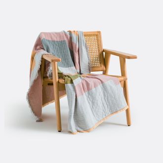 La Redoute Interieurs Gedessineerde jacquard plaid met franje aan de randen, LIZ