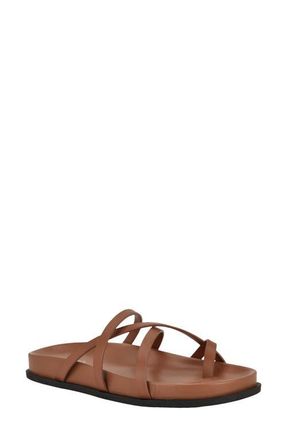 Calvin Klein Helden Toe Loop Sandal in Dark Natural at Nordstrom, Size 7.5