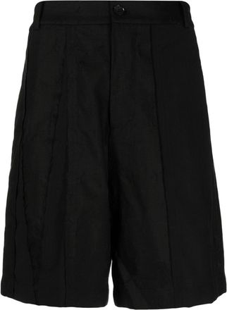 Feng Chen Wang high-waisted wool shorts - men - Wool/Linen/Flax/Polyester - S - Black