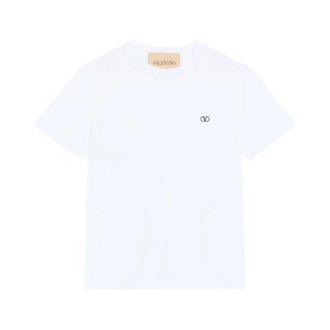 Valentino Cotton T-Shirt with VLogo Embroidery - male - Valentino - T-Shirts - White - XL - Tops