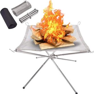 OEM Hoguera Port&aacute;til Para Acampada Al Aire Libre, 565643 Cm, Hoguera Plegable, Chimenea Exterior, Patas Plegables Y Bolsa De Transporte, Malla De Acero In