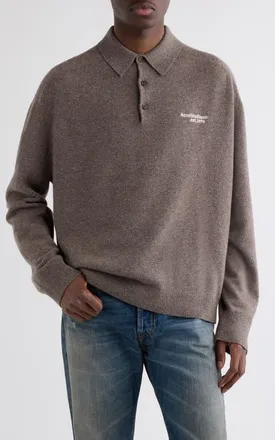 Acne Studios Kluxey Light Richard Yak Hair & Wool Polo Sweater in Brown Melange at Nordstrom, Size Xx-Large
