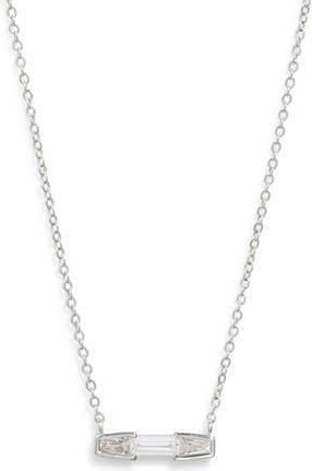 Nordstrom Cubic Zirconia Pendant Necklace in Clear- Silver at Nordstrom Rack