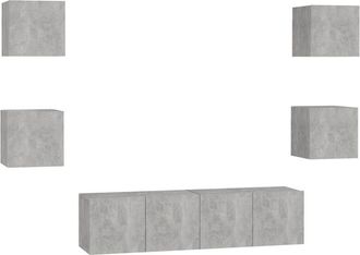 vidaXL Vidaxl - Set De Muebles De Sal&oacute;n 6 Pzas Madera Ingenier&iacute;a Gris Hormig&oacute;n