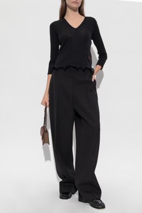 Fendi Top Finished With A Ruffle, Womens, Black