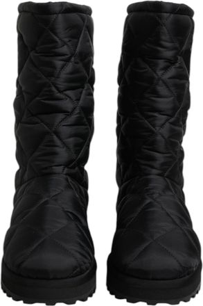 Dolce & Gabbana Black Polyester Padded Mid Calf Boots Winter Womens Shoes (Pre-Owned)