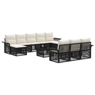 vidaXL Conjunto De Sof&aacute;s De Jard&iacute;n 11 Pcs Negro Rat&aacute;n Sint&eacute;tico Vidaxl
