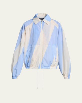 Jacquemus Mens Wide-Stripe Nylon Shirt Jacket