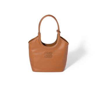 Miu Miu Ivy Leather Bag, Woman, Cognac