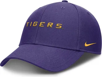 Nike LSU Sideline Rise Gameday Nike Unisex Dri-FIT College Trucker Adjustable Hat in Purple | NC9451LLSN-F3N