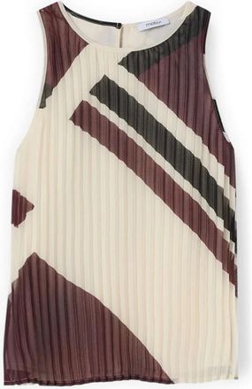 Motivi Georgette Top met Plooi en Print - Dames - Tops zonder mouwen - Rood - XS - Polyester - Tops