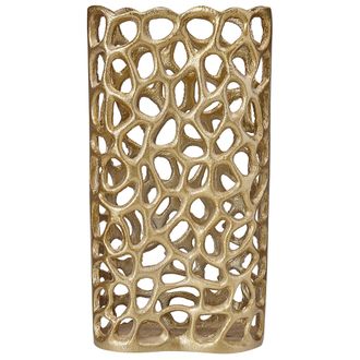 Beliani Jarr&oacute;n De Metal Dorado Forma Estrecha Calado Florero Accesorio Decorativo Sanchi