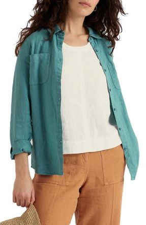 Seasalt Cornwall Hazel Branch Linen Button-Up Shirt in Riverside at Nordstrom, Size 16 Us