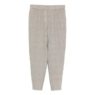 PESERICO Dames, Broeken, Grijs, Maat: 2XL Linnen