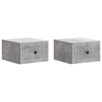vidaXL Mesita De Noche De Pared 2 Pcs Gris Hormig&oacute;n 33 X 34,5 X 20 Cm Vidaxl