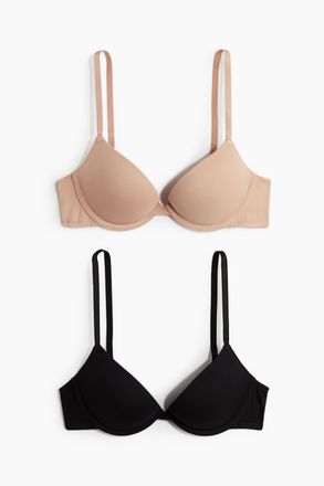 H&M 2er-Pack Super-Push-up-BHs aus Baumwolle - Beige