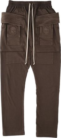Rick Owens Charcoal Textured Panels Drawstring Cotton Formal Pants
