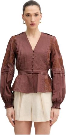 Silvian Heach Agrin Blouse - Dames - Blouses - Bruin - S - Katoen - Overhemden