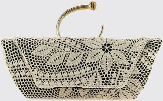Magda Butrym Clutch in raso di seta con ricamo floreale e manico scultoreo