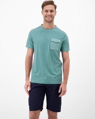 Lerros Kurzarmshirt LERROS, Herren, Gr. XXL, soft teal, Jersey, Obermaterial: 100% Baumwolle, unifarben, normal h&uuml;ftbedeckend, Rundhals, Shirts Kurzarmshirt,
