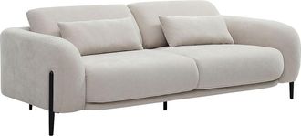 Vente-Unique Sof&aacute; 3 plazas con respaldo reclinable en tela beige ARAVIO