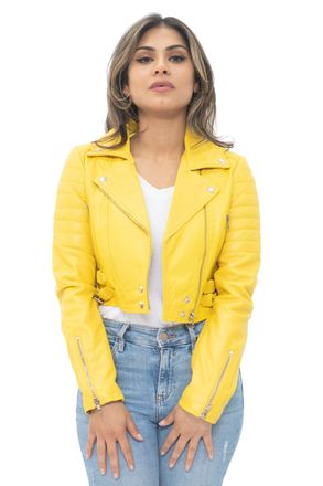 Infinity Leather Dames bijgesneden Brando leren bikerjack-Damascus