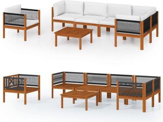 vidaXL Conjunto De Jard&iacute;n 7 Piezas Con Cojines Color Crema 63x63 Cm Vidaxl