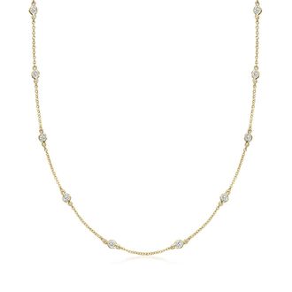 Ross-Simons 1.00- Bezel-Set CZ Station Necklace in 18kt Gold Over Sterling