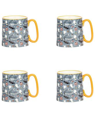 10 Strawberry Street Set Of 4 Bella Mugs: Grey Ghost