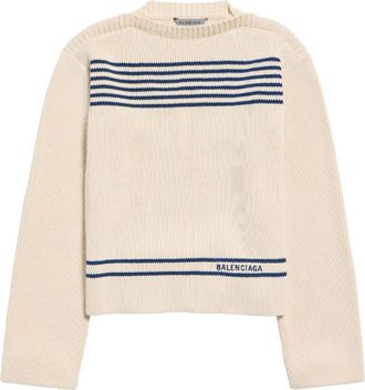 Balenciaga White Stripes Boat Neck Sweater
