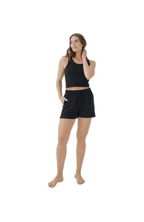 Pact Organic Cotton Cool Stretch Lounge Short in Black at Nordstrom, Size Large