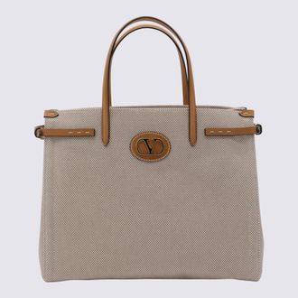 Valentino Garavani Natural Cotton And Leather Antibes Tote