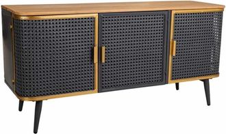 Wanderlust Deco Aparador de metal y madera 3 puertas 118x38x58,5h cm
