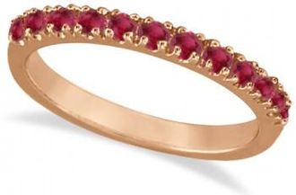Allurez Ruby Stackable Ring Guard Band 14K Rose Gold (0.37ct)
