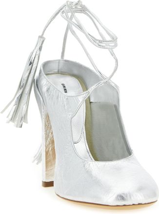 Dries Van Noten Womens Metallic Lamb Leather Pump Silver
